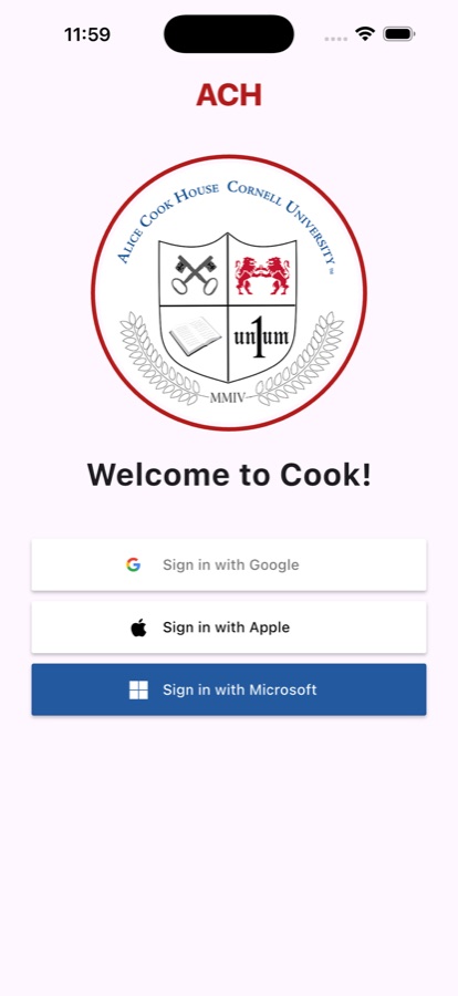 MyResLife sign-in screen for Alice Cook House
